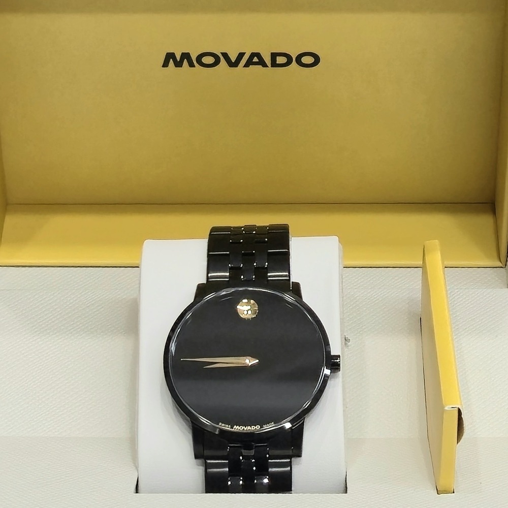 Movado Museum Classic Quartz Black Dial Men's Watch 0607626 - NEW w/ Box